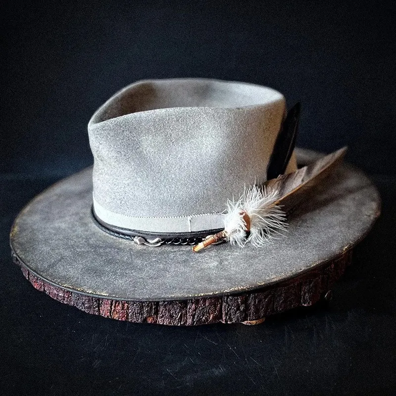 Men's and women's autumn winter pure top hats felt with cut edges