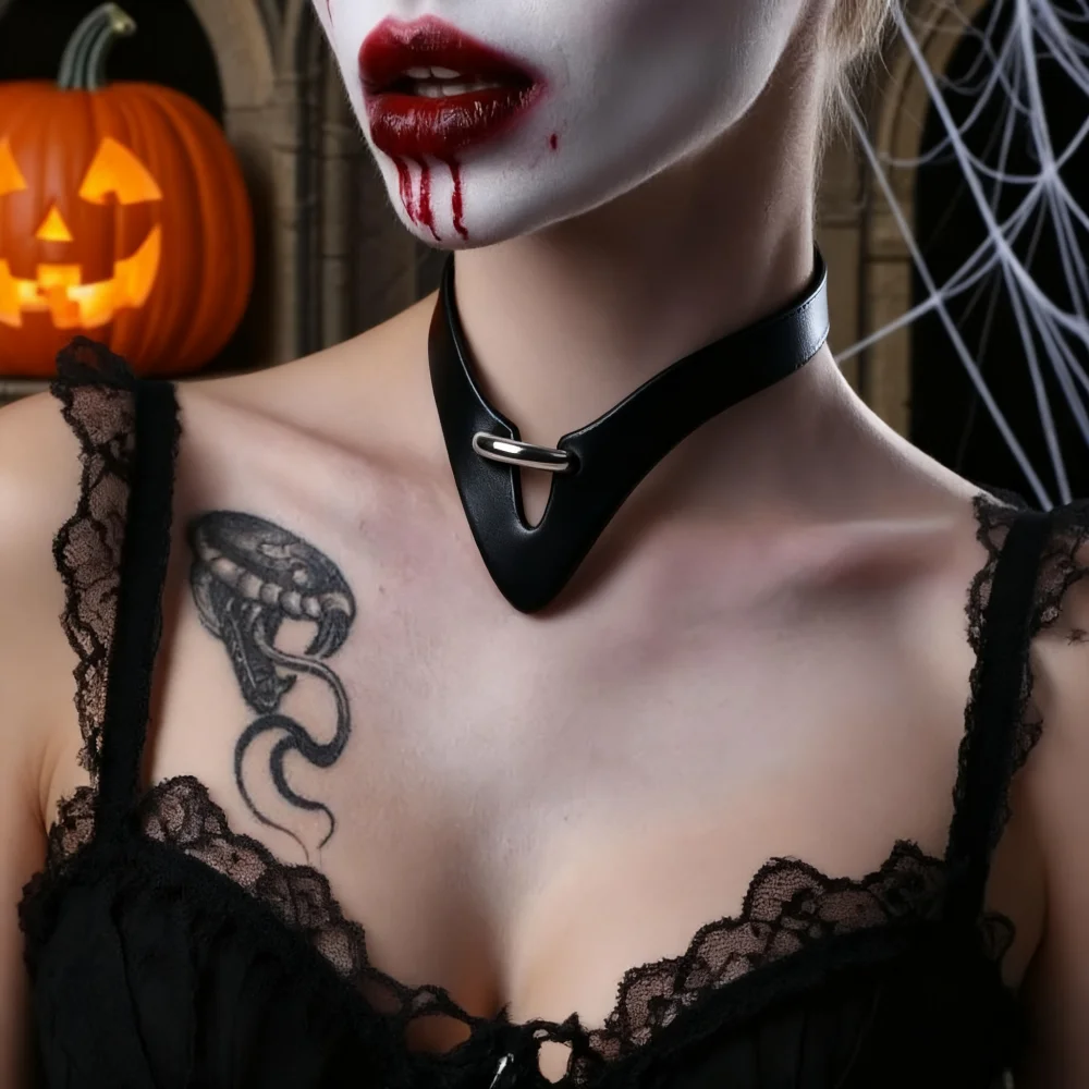 

Women's PU Leather Choker Necklace - Y2K Punk Gothic Style for Halloween Carnival,Theme Parties and Daily Use Accessory