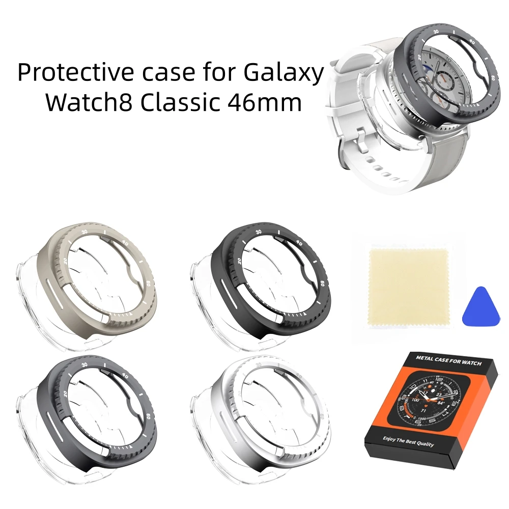 

Metal case for Galaxy Watch8 Classic 46mm,Smartwatch Minimalist Design with Scratch and Impact Resistance