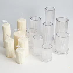 New DIY Pinstripe round Fine Tooth Cylindrical Candle Plastic Mold Striped Candle Pc Acrylic Plastic Mold Candle Making Kit Mold