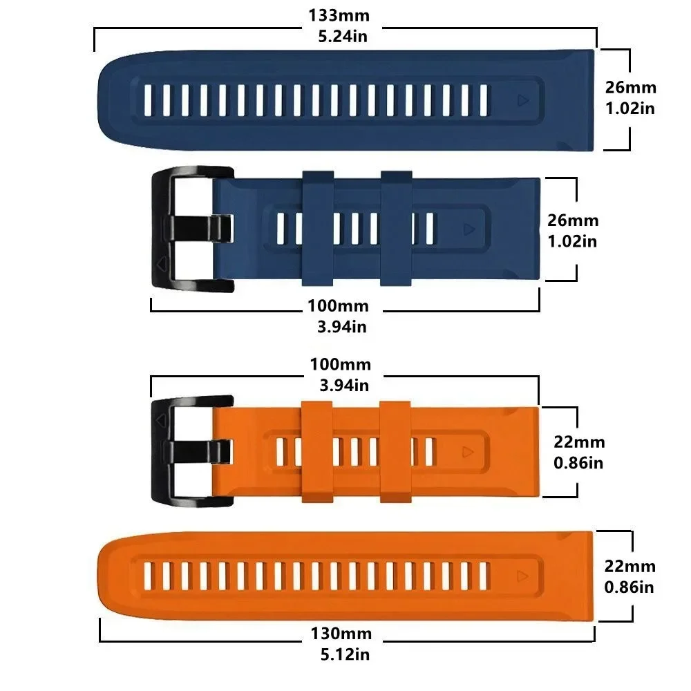 22mm 26mm Silicone Strap For Garmin Fenix 7X 7 Pro Solar/6X 6 Sapphire 5 5X Plus 3 3HR/Epix Approach S62 60 QuickFit Watch Band