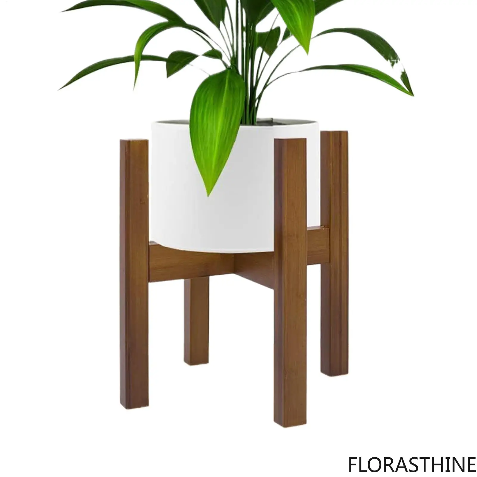 Indoor Natural Bamboo Plant Rack Adjustable Width Wood Holder Rack Plant Corner Stand Fits 8 to 12 Inch Wide Pots