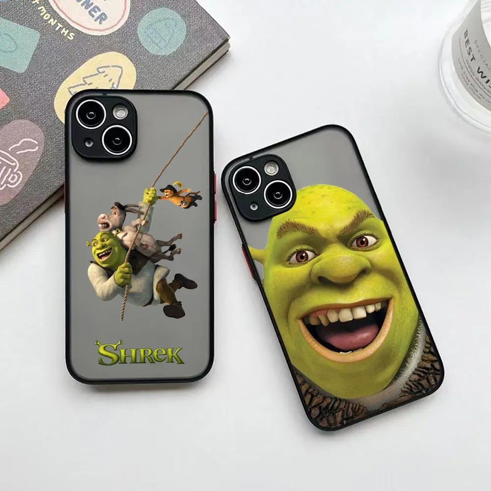 Anime Funny Movie Shrek Phone Case For Apple iPhone 16 ProMax 14 13 12 11 16 Plus Mini 15 11 Pro Max Case Funda Matte Back Cover