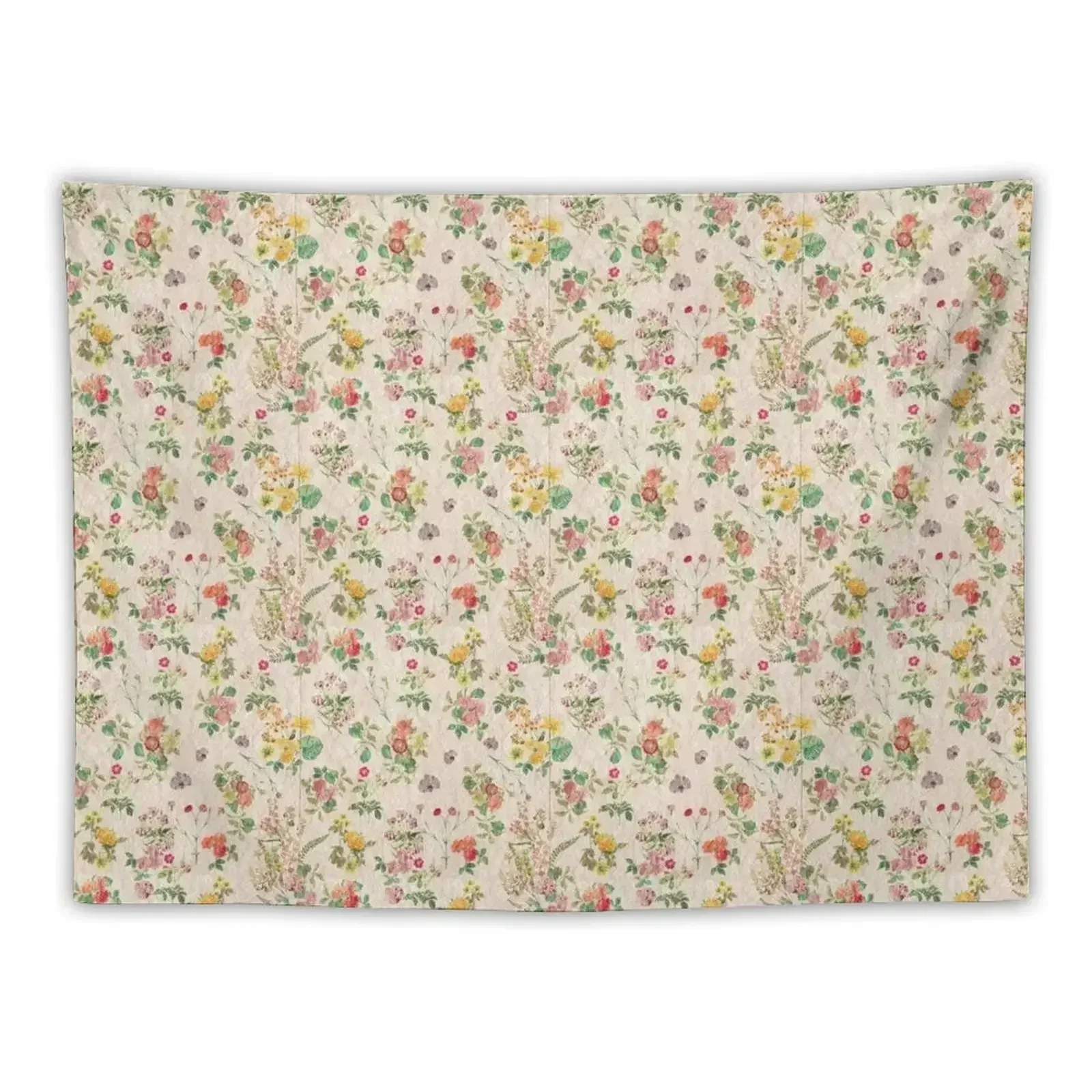 Vintage Flowers Pattern - Pressed Wildflowers Tapestry Aesthetic Decoration Aesthetics For Room Tapestry