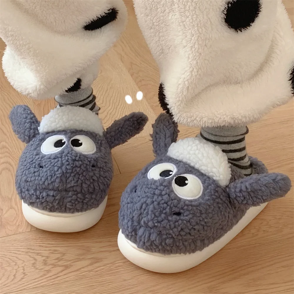 

Home warm fashion new bag head cotton slippers women autumn and winter indoor velvet cute cartoon alpaca cotton shoes