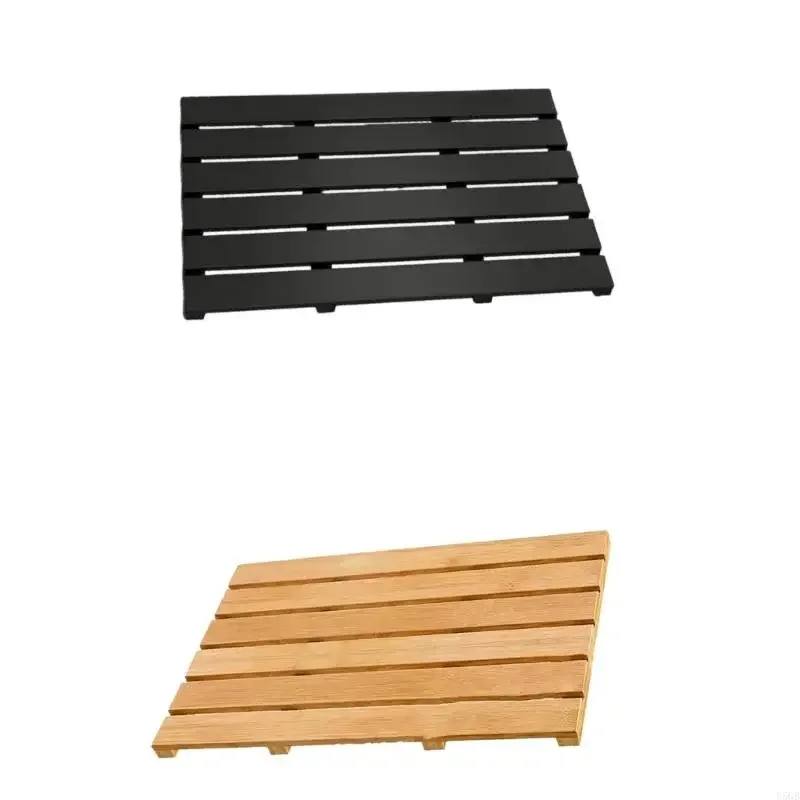 Shower Storage Mat with Slatted Bath Platform and Raised Support Feet for Shower Area, Sink Side, and Tub Side Use Y5GB