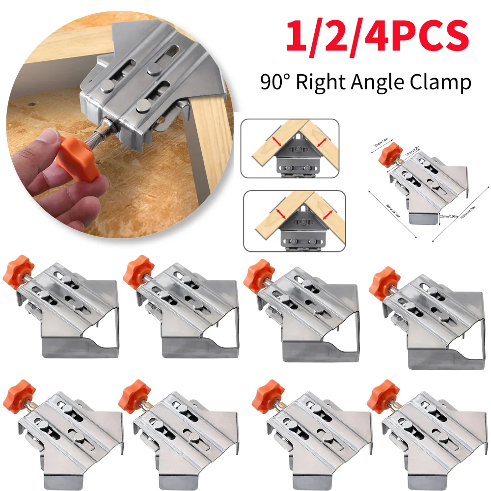 1/2/4pcs Splicing Clamp Locator Adjustable Swing Jaw Stainless Steel Photo Frame Clip Wood Corner Clamps for Wood Panel Splicing