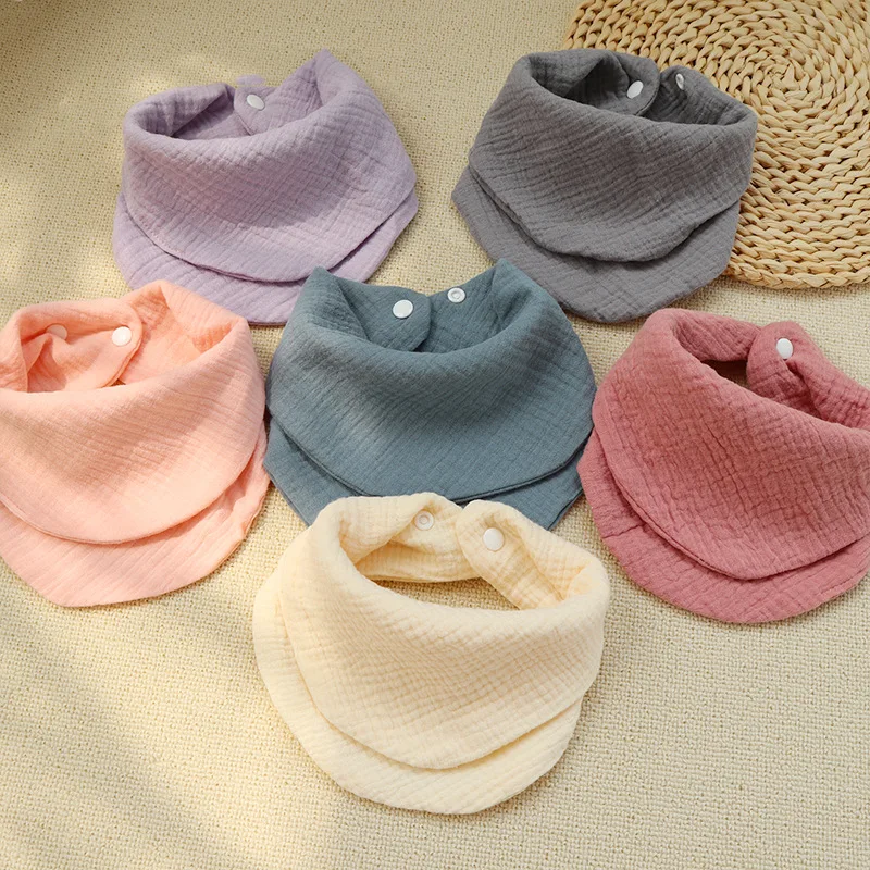 Cotton Gauze Baby Bibs Absorbent Solid Tassel Saliva Towel Newborn Burp Cloth Bandana Scarf for Boy Girl New Feeding Drool Bibs