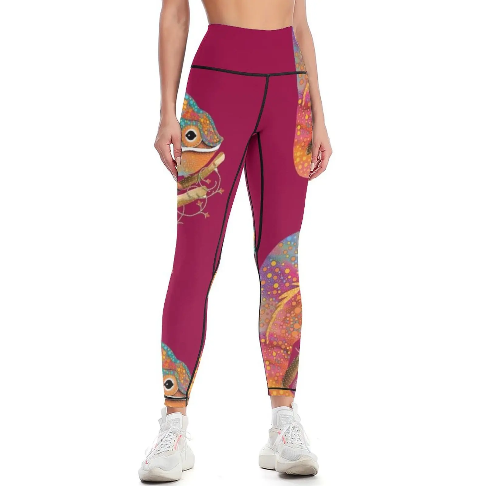 

Rainbow Chameleon Fuschia Pink Leggings Women's sportswear push up legging legings for fitness Fitness clothing Womens Leggings