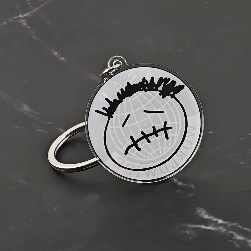 Simplified Facial Features Acrylic Keychain ASAP Worldwide Keyring Double Sided Hip Hop Rapper Music Periphery Pendant Fans Gift