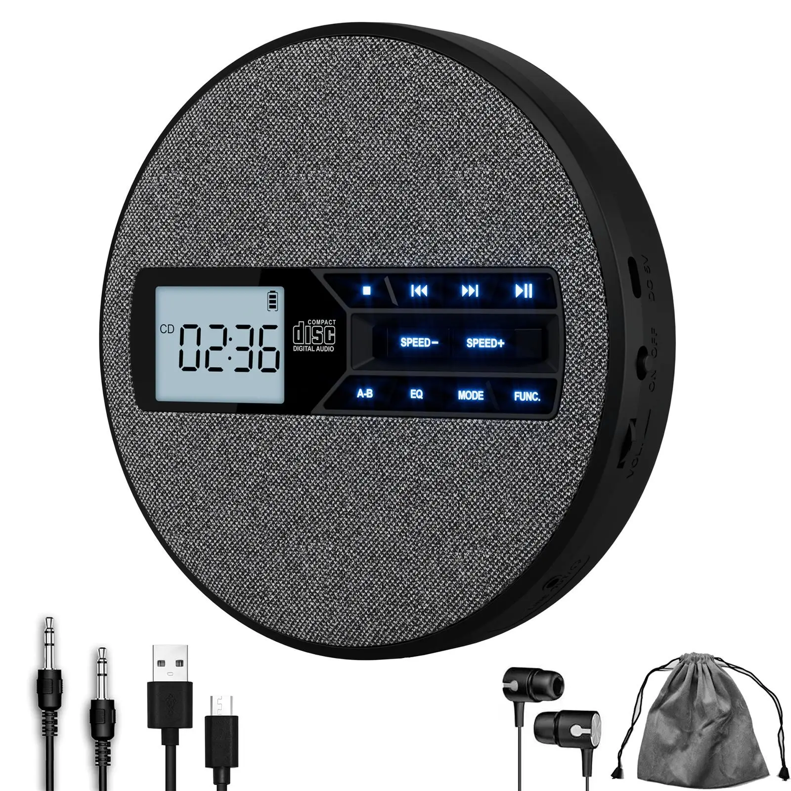 

Многофункциональный CD-плеер, два динамика, портативный проигрыватель, тканевый репитер.