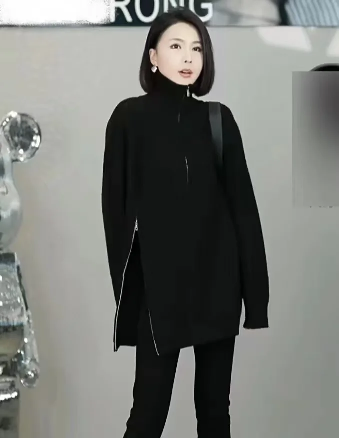 Nuove maglieria a maniche lunghe maglione lavorato a maglia pullover da donna dolcevita nero maglione lavorato a maglia pullover donna top abbigliamento donna Q2031