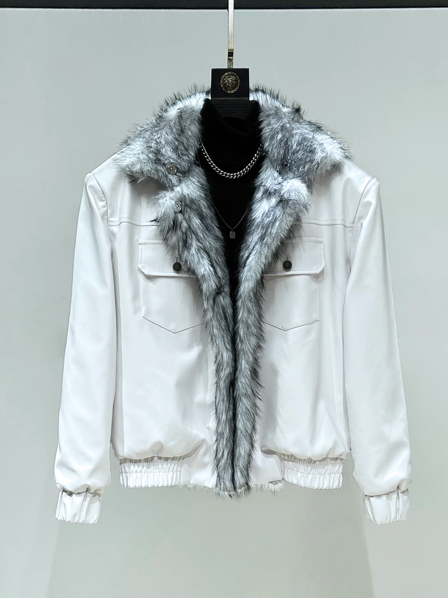 

Мужская зимняя кожаная куртка Original Home Fashion High-End с меховой подкладкой и воротником, модель Mountain Eagle, молодежная повседневная