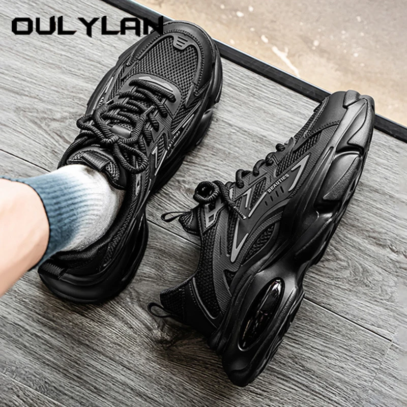 

Oulylan Мужская нескользящая повседневная обувь, уличная легкая спортивная обувь, кроссовки с дышащей сеткой, однотонные кроссовки на шнуровке
