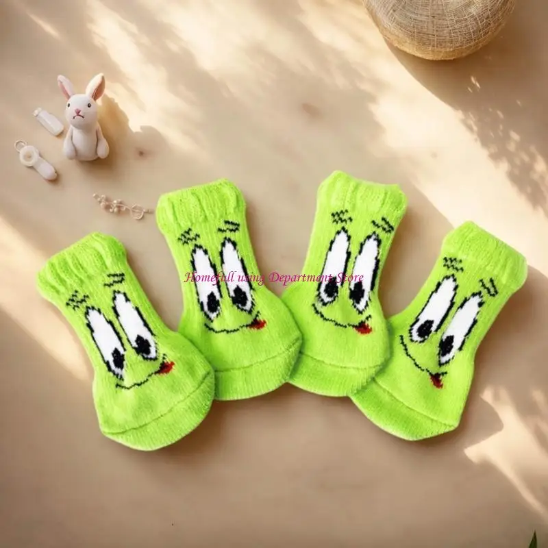 

4pack Dog Knitted Socks Outdoor Dog Shoes Socks Holiday Pet Apparels Socks for Dog and Cats