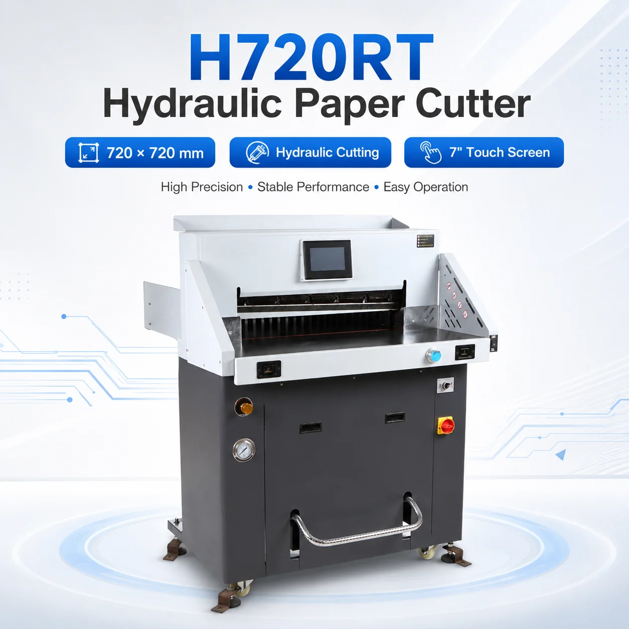 H720RT 720mm Hydraulic PLC Motor Automatic Program Control Guillotine Paper Cutter Machine High Cutting Precision 7