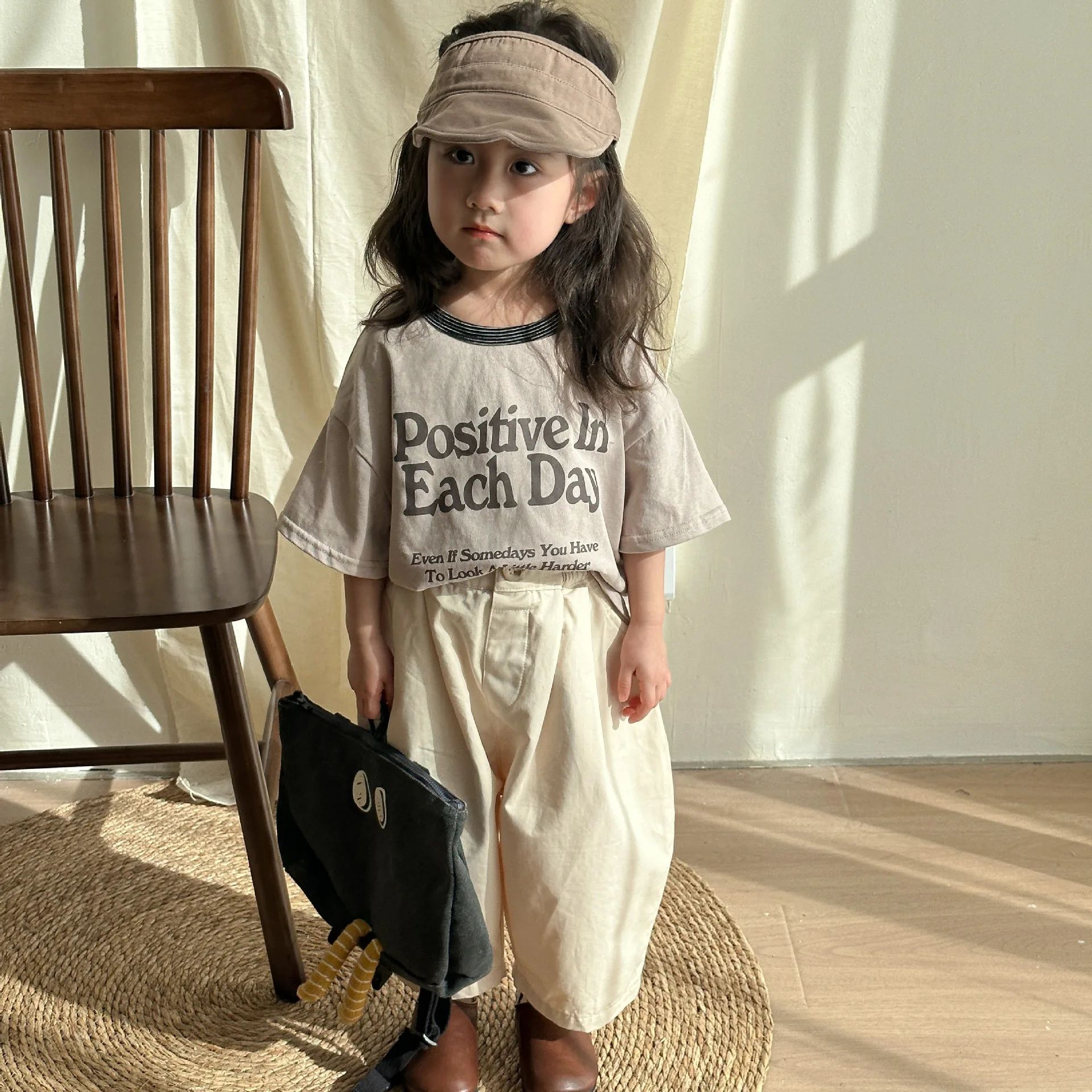 2024 Summer Loose Boy Baby Letter Print Short Sleeves T-shirt Girl Children Fashion Cotton Tees Kid Casual Tops Toddler T Shirt