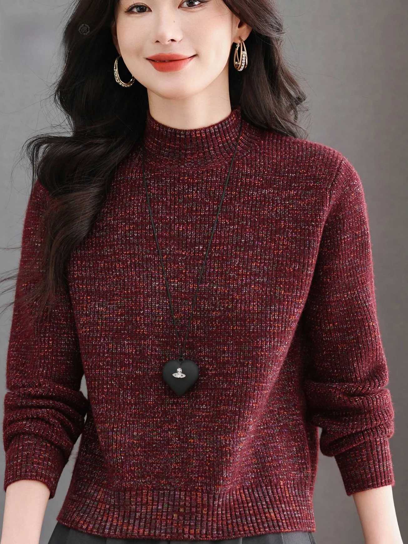 

Утепленный вязаный свитер с высоким воротником и разноцветными вставками для женщин, осенне-зимний, модный, теплый, базовый, маленький размер