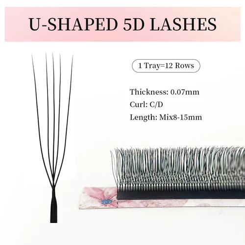 Imagen 2 del producto Extensión de pestañas en forma de U YY 3DW 4DW 5DW hecha a mano Premium suave prefabricado ventilador U pestañas maquillaje de belleza W pestañas florecientes