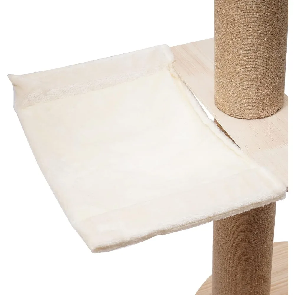 100.4-104.3 polegadas árvore de gato do chão ao teto corda de sisal natural coçar poste de escalada árvore de gato ajustável multi-nível