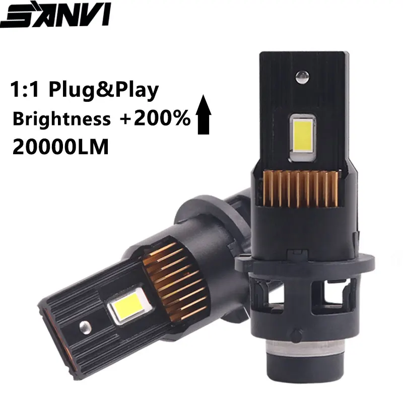 

SANVI D2S D4S Светодиодная лампа для фар D2R D4R Лампа 20000LM 1:1 Замените оригинальную лампу HID Автомобильный светильник Plug and Play на балласт HID