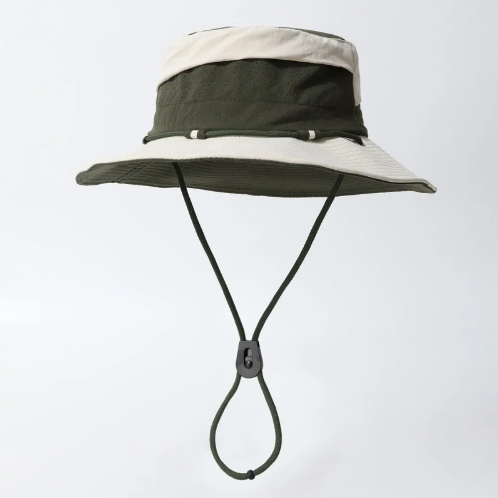 Fashion Color Blocking Sun Protection Bucket Hat Adjustable Big Brim Sunscreen Fisherman Hat Quick Drying Visor Sun Hat Girl