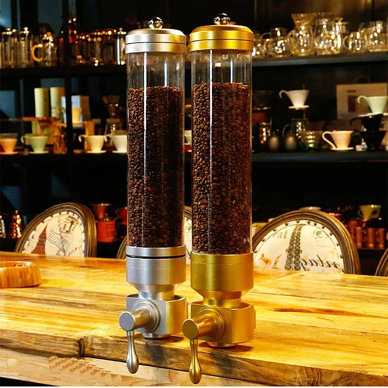 Coffee Bean Dispenser 1800G Airtight Storage Organizer Dry Grain Wall Mounted Acrylic Container Dispenser Coffee Beans