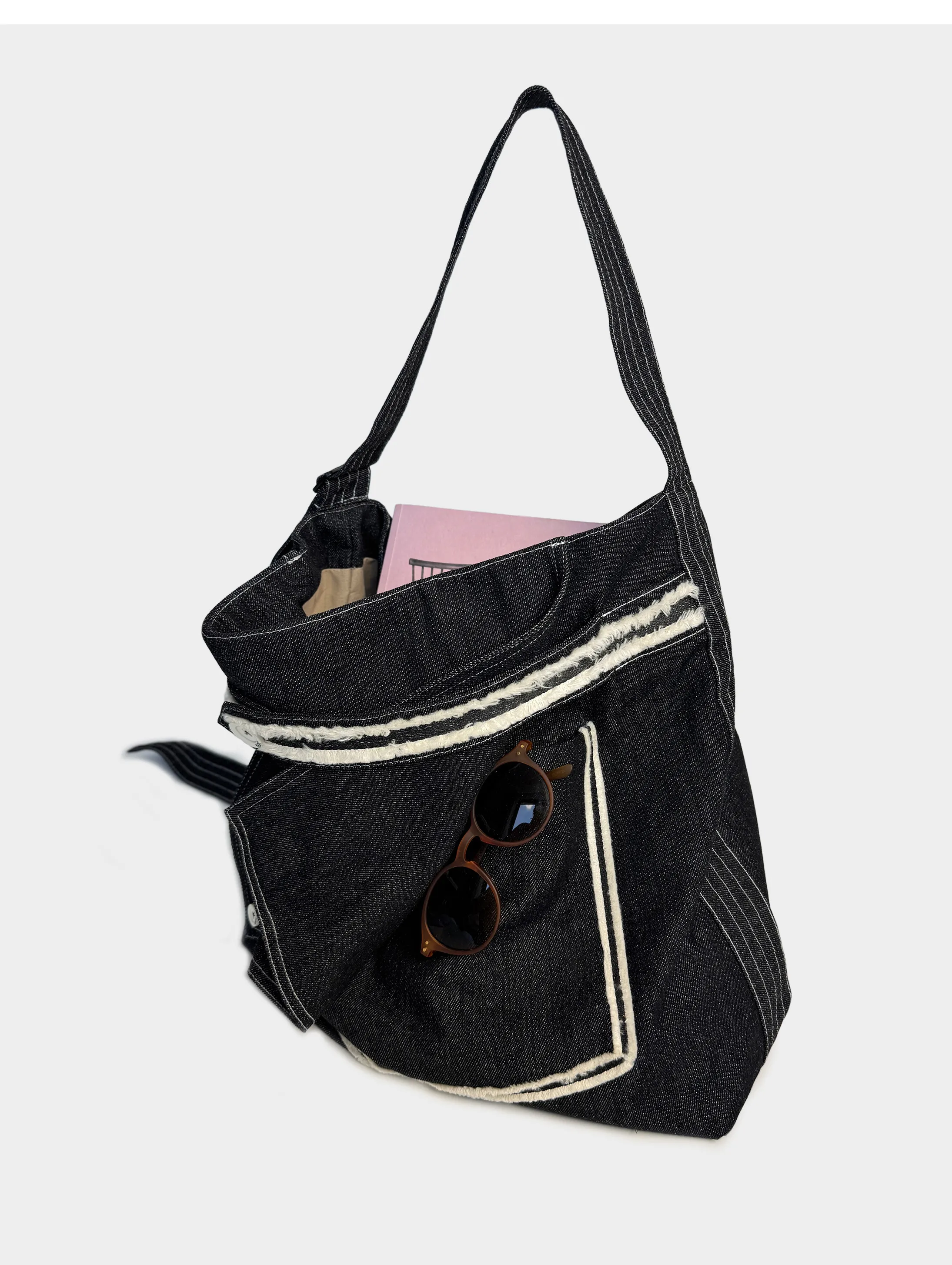 2026 Original Fashionable Simple And Versatile College Style New Denim Canvas Hairy Bucket Type Single Shoulder Tote Bags Trendy