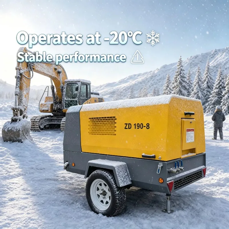 Portable High Efficiency Diesel Rotary Screw Air Compressor 185 190 Cfm 8bar for Mining OEM ODM Service
