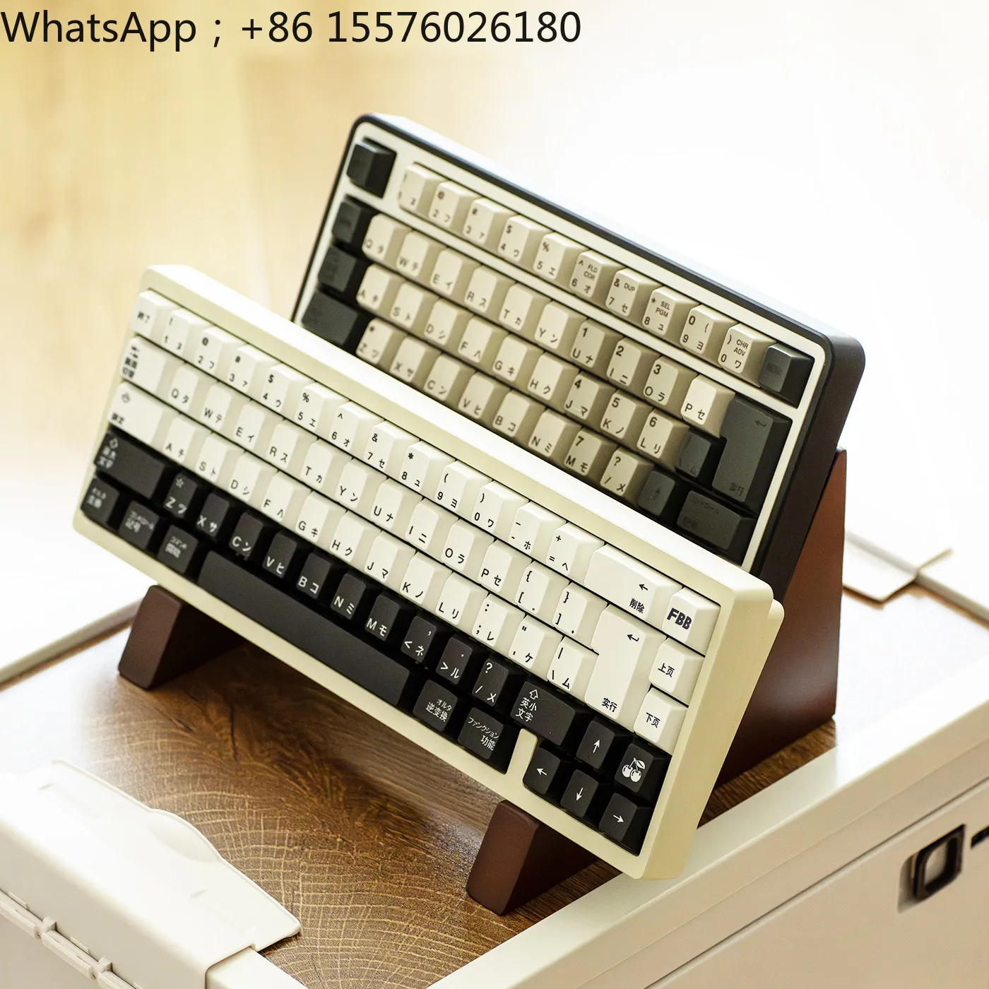 Double-layer Customized Mechanical Keyboard Stand for Storage and Display in Solid Walnut Color