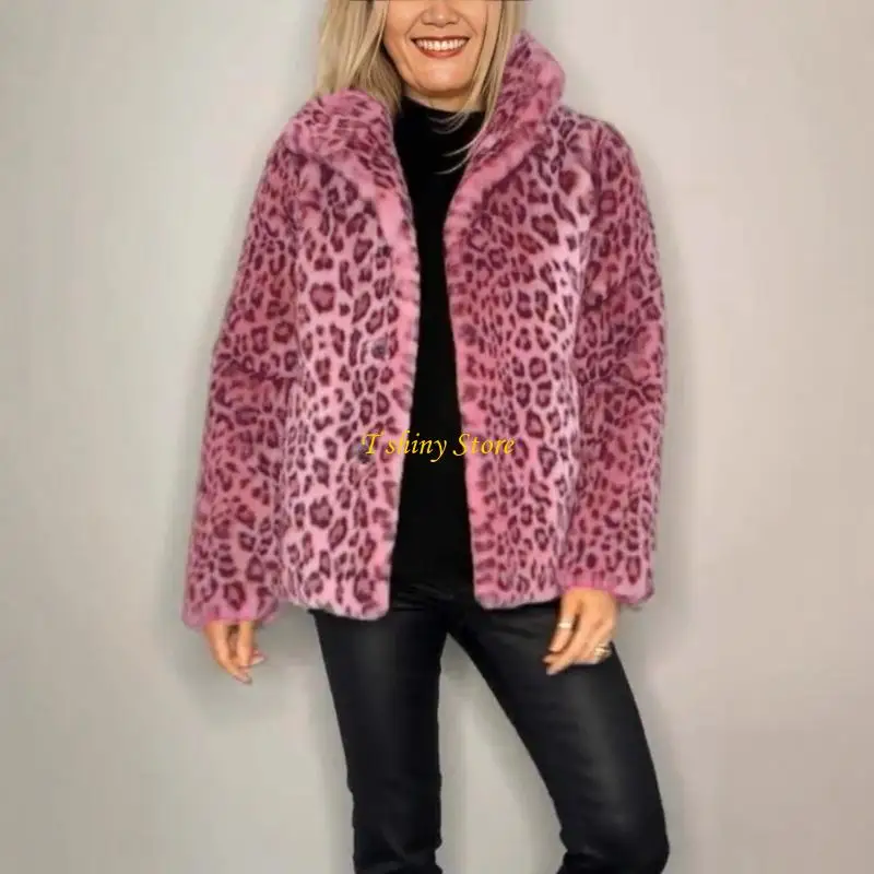 N58F Womens Cropped Long Sleeve Shaggy Open Front Fuzzy Faux Furs Coat Outwear Warm Winter Short Coat Tops