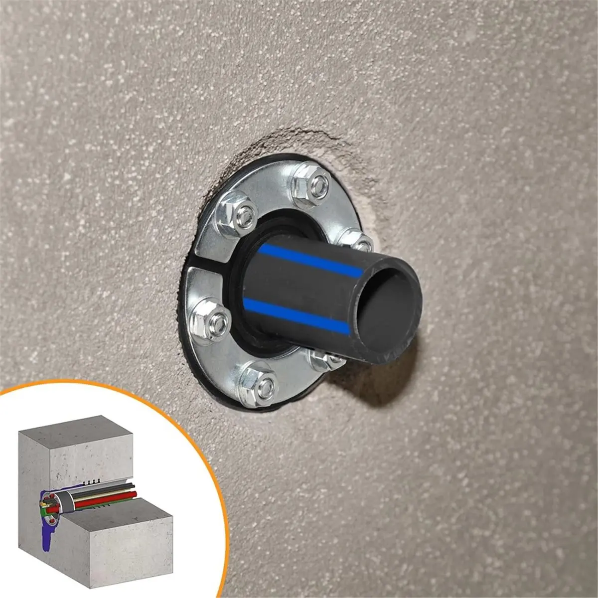 A95G Wall Feed-Through Ring Space Seal 100 mm,for Pipe and Cable Diameter 0-55 mm, Universal Rubber Sealing Insert