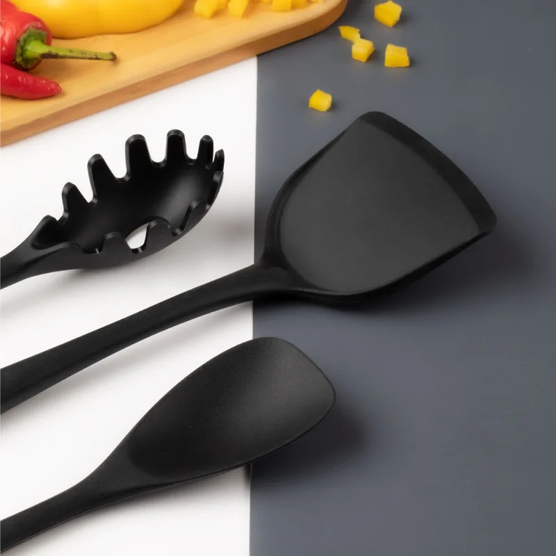 Silicone Cooking Kitchenware Tools Black Spoon Spatula Shovel Utensils Non-stick Cookware Kitchen Gadgets BPA Free Accessories