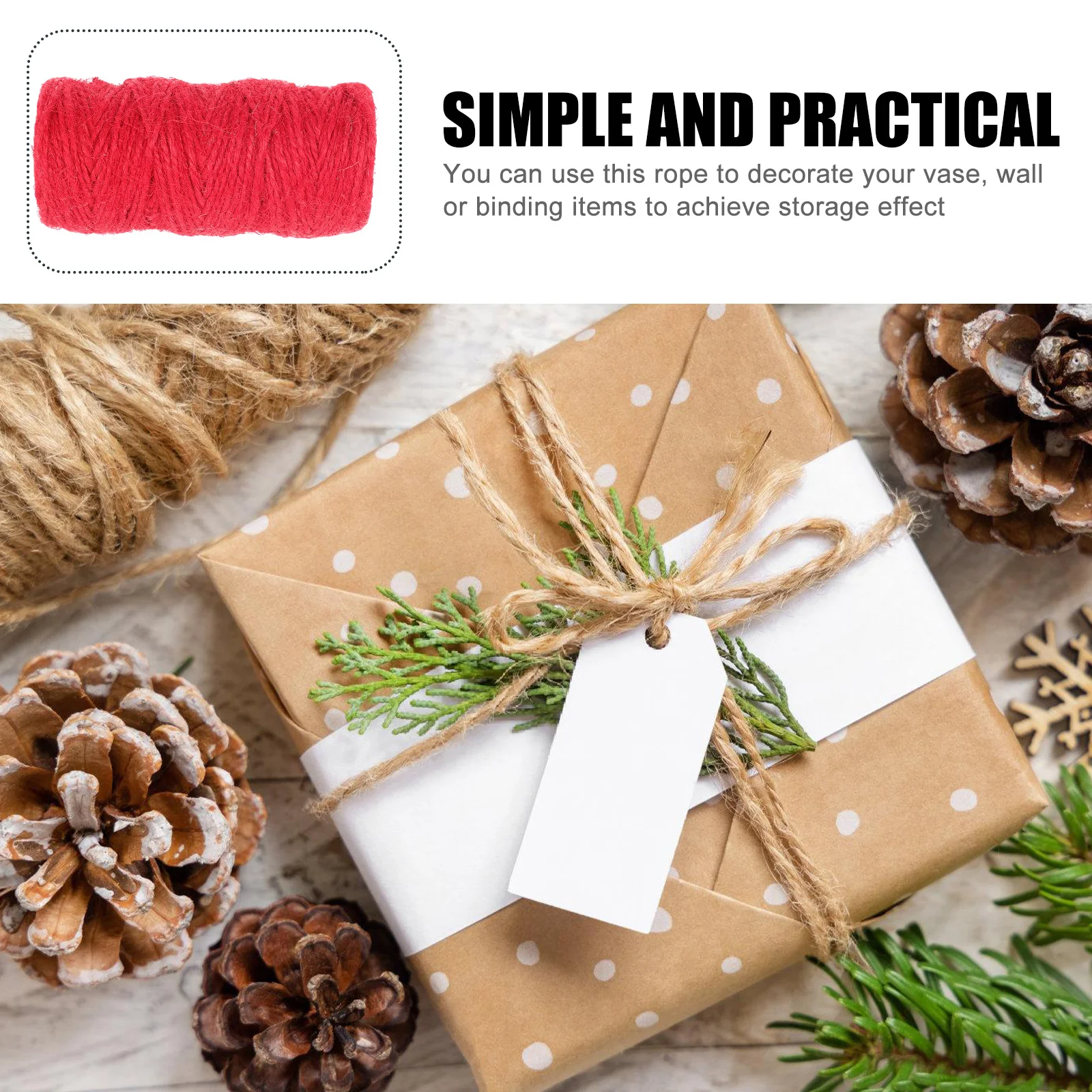 

3 Rolls Natural Jute Twine Heavy Duty Rope For Diy Craft Wedding Party Garden Decoration Packaging Burlap Cord Decorative Twine