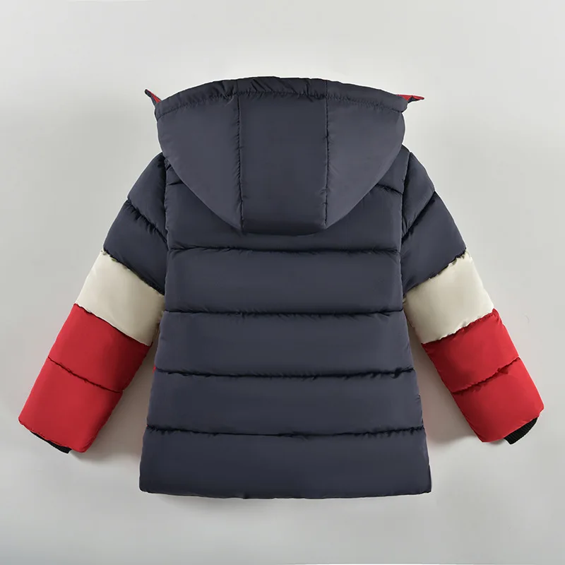 Winter Keep Warm Boys Jacket Letter Printing Fashion Baby Coat Hooded Outerwear Birthday Gift 2 3 4 5 Years Old Kids Clothes