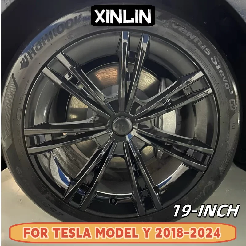 

4PCS HubCap 19 Inch Wheel Caps Automobile Performance Replacement Hub Cap Full Rim Cover Accessories For Tesla Model Y 2020-2024