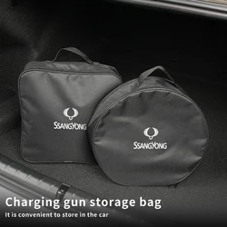 Car Charge Cable Storage Box Charging Gun Organiser For SsangYong Actyon Korando Rexton Kyron Rodius Musso Chairman Turismo
