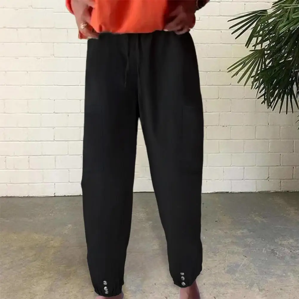 Fall Loose Fit Trousers Stylish Women's Wide Leg Pants with Elastic Waist Pockets for Comfortable Travel Casual Boho for Summer