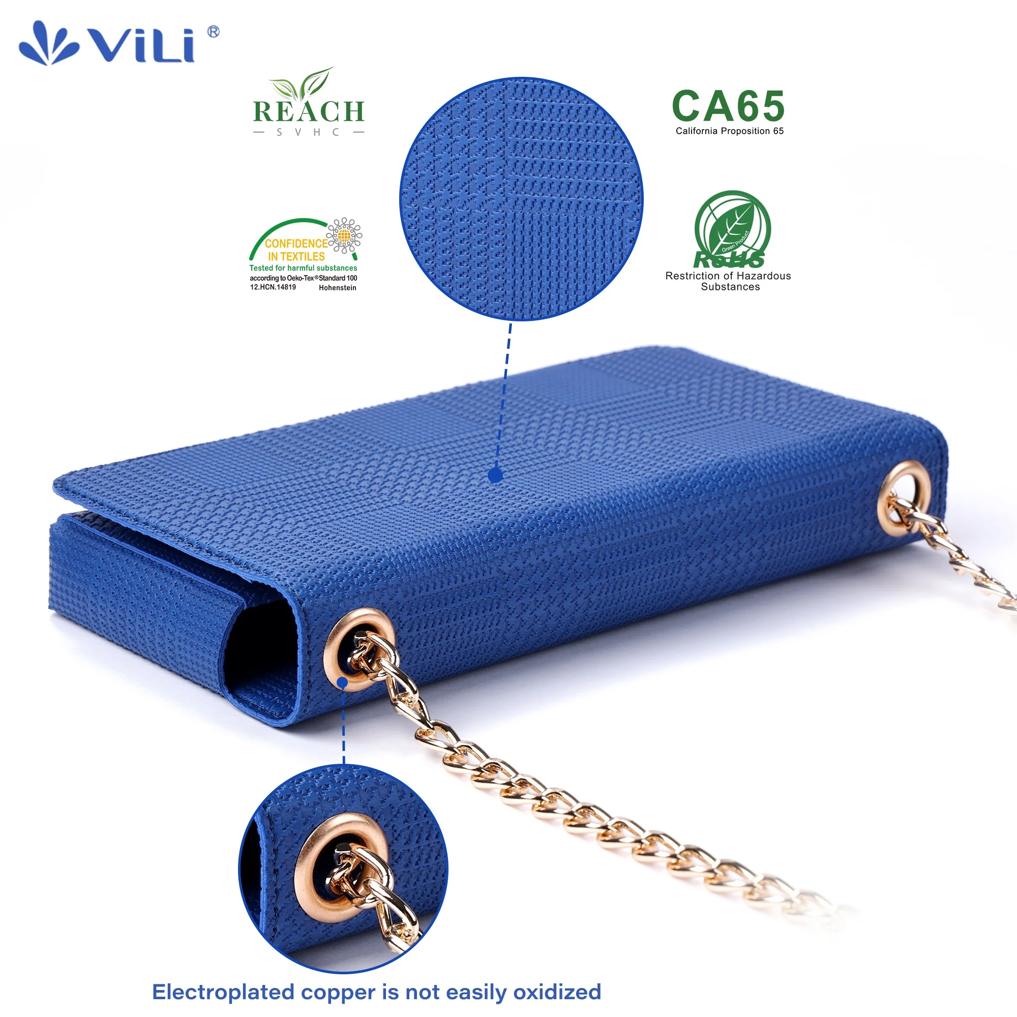 ViLi Mobile Phone Bag for iPhone 16 15 14 13 Pro Max, Sling Bag, Card Bag, Zipper Crossbody phone case, Card Holder Wallet