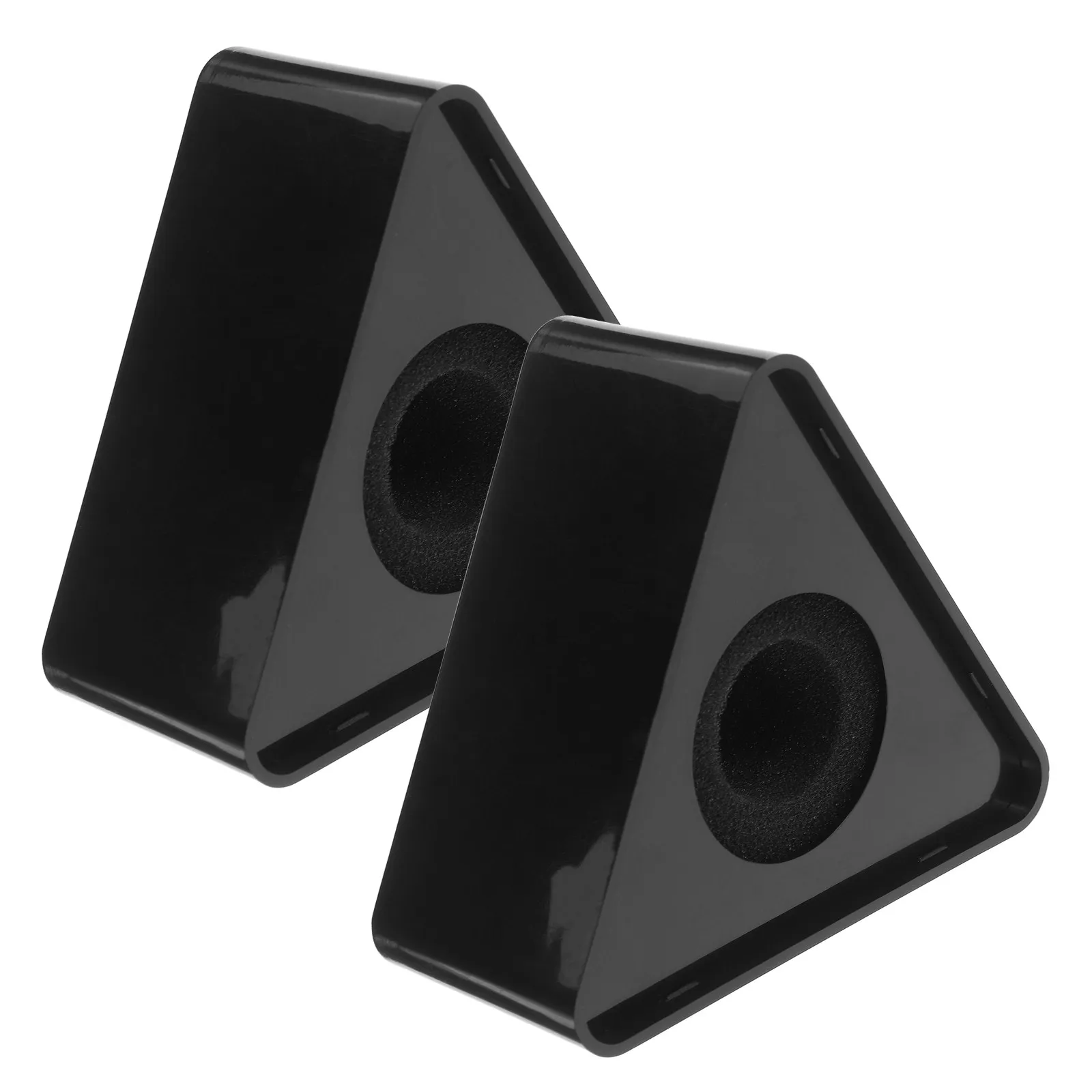 2Pcs Microphone Flag Station Desktop Mic Stand Desk for TV Studio Conference Room Interview Cube Logo Display Triangle Bracket