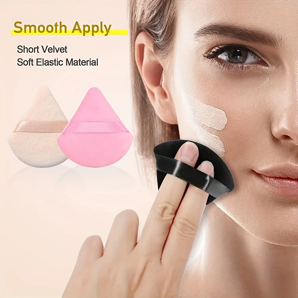 Dreieckiger Make-up-Schwamm, Puderquaste für Fixierpuder, Fächerförmige Puderquaste, Finger-Puderquaste, Wiederverwendbare weiche Plüsch-Puderquaste