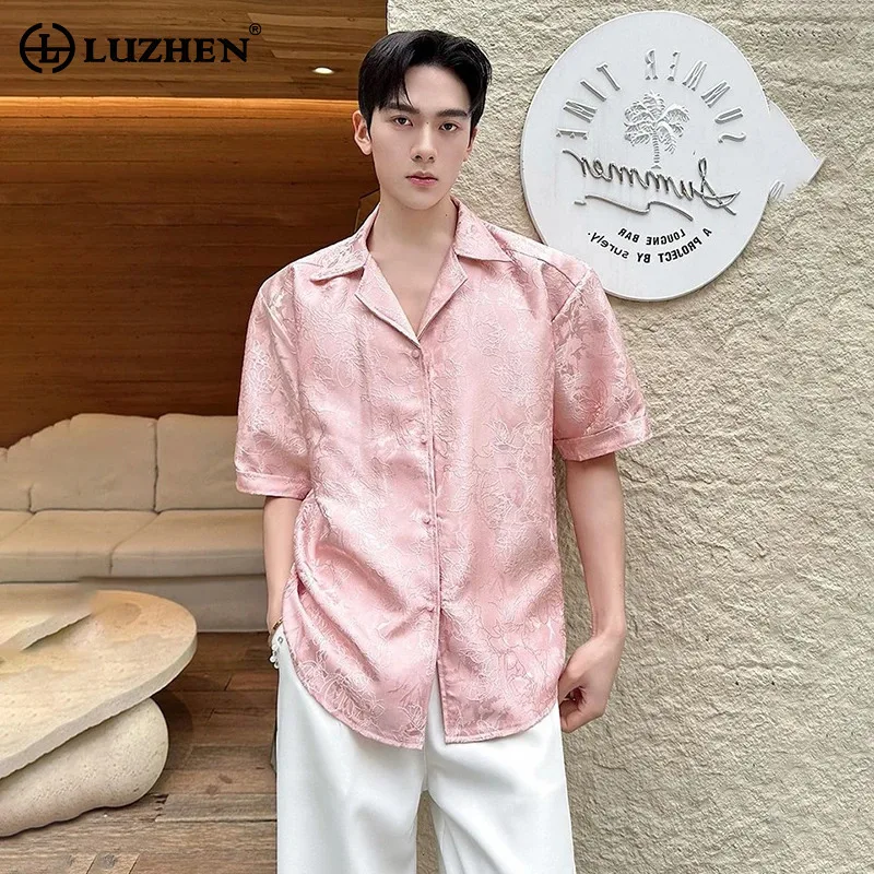 LUZHEN Sleeve 2026 Summer Original Embroidery Short Jacquard Design Shirts Men's Fashion Elegant Temperament Male Clothes JY9127