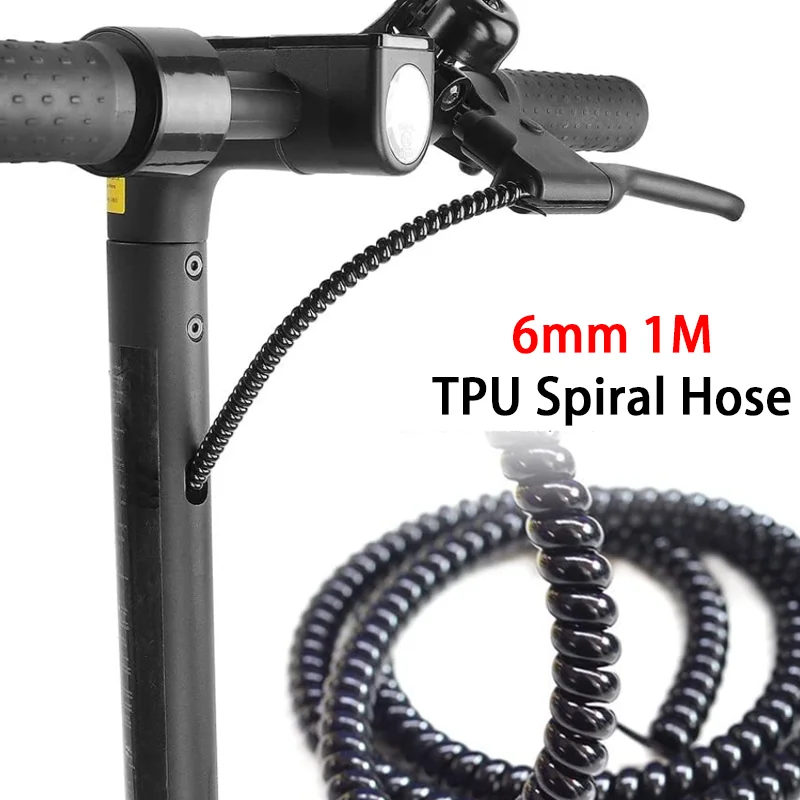 1M Wire Management Spiral Tube TPU E-bike Line Organizer Sleeve Pipe 6mm Wire Protective Winding Tube Office Line Cleaning Tube