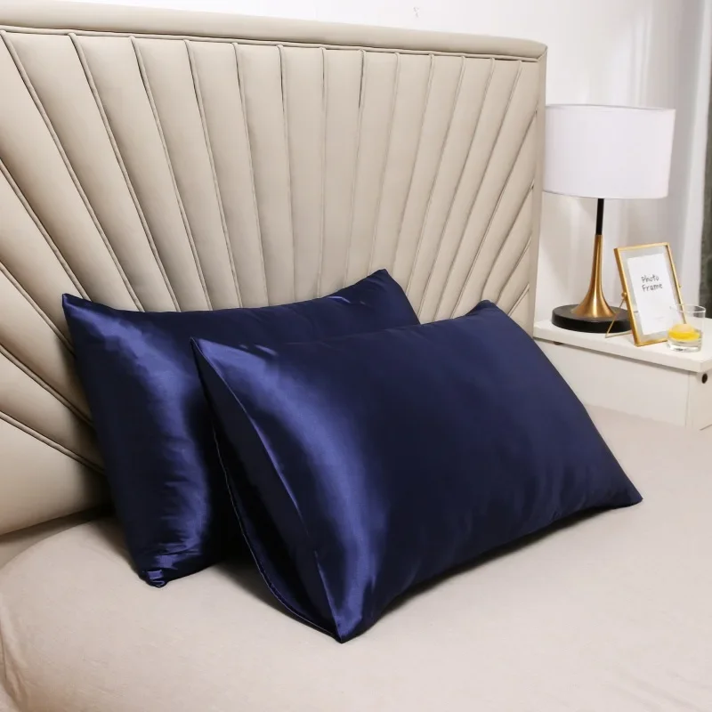 Solid Color Emulation Silk Satin Pillowcase Comfortable Pillow Cover Pillowcase For Throw Single Pillow Covers for Sleeping Well