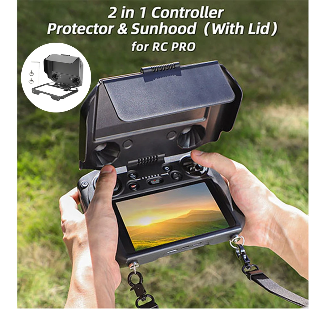 

2-in-1 Controller Protective Cover Sunhood With Lid Accessories for RC PRO Secondary Plate Design Freely-rotating Shading Board