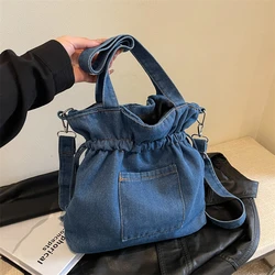 Denim Sewing Thread Women's Shoulder Bags Ladies Bags on Sale 2024 High Quality New Solid Composite Bag Hasp Bolsas Femininas