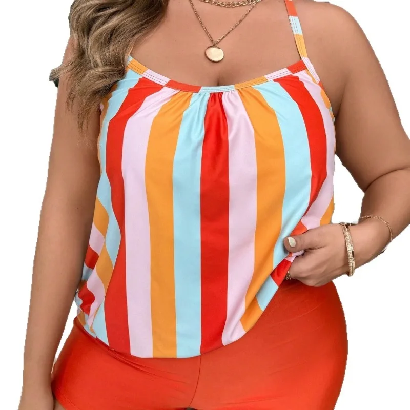 2026 مطبوعة Tankini قطعتين ملابس السباحة النساء زائد حجم كبير ملابس السباحة الإناث الاستحمام السباحة لباس سباحة بحر 4XL #5