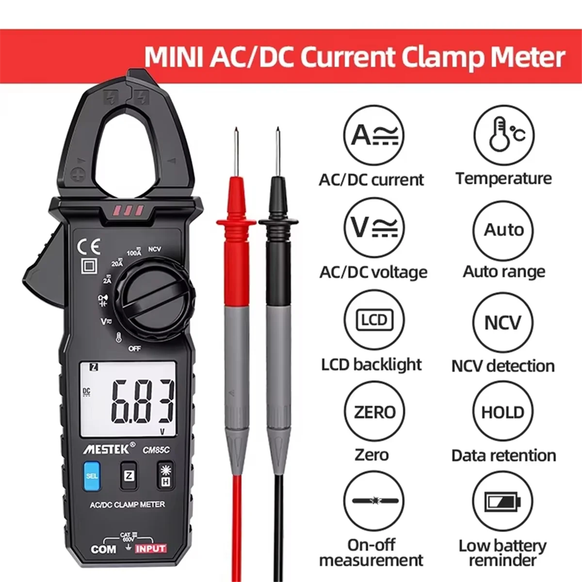 

Y31A AC DC Current Digital Clamp CM85C 600V Voltage Voltmeter Ammeter DC Current Clamp Meters Meter 1mA Accuracy