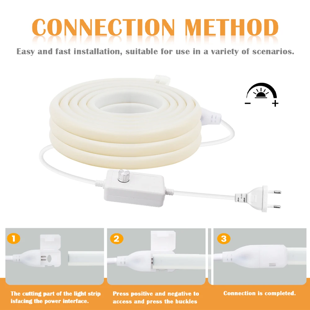 عكس الضوء 220 فولت COB مصباح ليد مع باهتة الاتحاد الأوروبي التوصيل النيون قطاع 288 المصابيح/م IP67 مقاوم للماء حديقة غرفة المنزل بار الإضاءة مصباح مرن