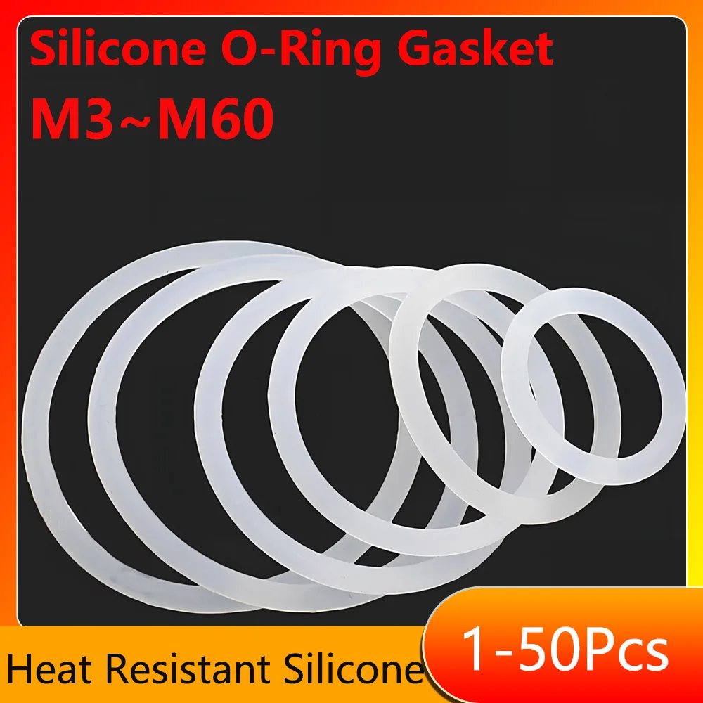 OD 3-60mm Thickness 1/2/3mm White Rubber Seal Ring  Heat Resistant Silicone O-Ring Gasket